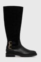 Lauren Ralph Lauren kozaki skórzane Emelie skóra zamszowa czarny 802875299001.001