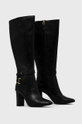 Lauren Ralph Lauren bőr csizma Burnished Calf Makenna fekete