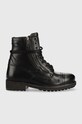 Pepe Jeans botki skórzane płaski czarny PLS50475.999