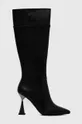 črna Usnjeni elegantni škornji Karl Lagerfeld Ženski