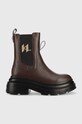 Δερμάτινες μπότες τσέλσι Karl Lagerfeld Danton φλατ καφέ KL45065.044