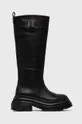črna Usnjeni elegantni škornji Karl Lagerfeld Danton Ženski