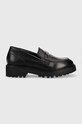Karl Lagerfeld mokasyny skórzane TROUPE platforma czarny KL45410.000