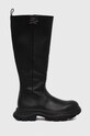 Karl Lagerfeld kozaki skórzane LUNA II płaski czarny KL42995.000