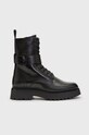 AllSaints workery skórzane Onyx płaski czarny WF584X