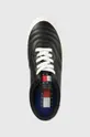 fekete Tommy Jeans bőr sportcipő Leather Soccer Vulc