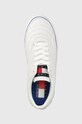 Tommy Jeans sneakers din piele Leather Soccer Vulc alb EM0EM01026.YBR