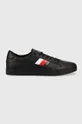μαύρο Δερμάτινα αθλητικά παπούτσια Tommy Hilfiger Core Stripes Vulc Ανδρικά