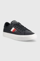 Δερμάτινα αθλητικά παπούτσια Tommy Hilfiger Core Stripes Vulc σκούρο μπλε