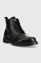 Jack & Jones pantofi inalti de piele Hastings 12215539.Anthracite negru AW22