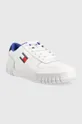 Kožne tenisice Tommy Jeans Retro Leather Cupsole Tjm Ess bijela