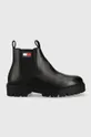 чёрный Кожаные полусапоги Tommy Jeans Heritage Branding Chelsea Boot Мужской