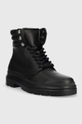 Calvin Klein trapery skórzane Combat Boot Mono czarny