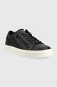 Kožené tenisky Calvin Klein Low Top Lace Up W/Zip HM0HM00811.BEH čierna AW22