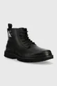 Δερμάτινα παπούτσια Calvin Klein Jeans Lug Mid Laceup Boot μαύρο