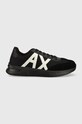 Tenisice Armani Exchange brušena koža crna XUX071.XV527.M217