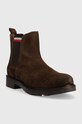 Σουέτ μπότες τσέλσι Tommy Hilfiger FM0FM04202.GT6 καφέ AW22