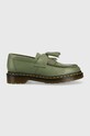 Kožne mokasinke Dr. Martens Adrian YS zrnata koža zelena DM27759384