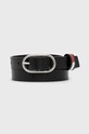 Kožený opasok Tommy Jeans Oval 2.0 Belt čierna AW0AW11863.9BYY