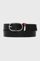 czarny Tommy Jeans pasek skórzany OVAL 3.0 BELT AW0AW11864.9BYY Damski