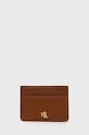 Шкіряний чохол на банківські карти Lauren Ralph Lauren лицьова шкіра коричневий 432876732002