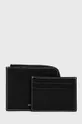 μαύρο Δερμάτινο πορτοφόλι και θήκη καρτών HUGO Γυναικεία