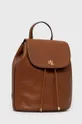 Kožený ruksak Lauren Ralph Lauren hnedá