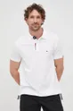 Βαμβακερό μπλουζάκι πόλο Tommy Hilfiger λευκό