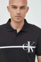 čierna Bavlnené polo tričko Calvin Klein Jeans
