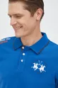 modra Bombažna majica z dolgimi rokavi La Martina