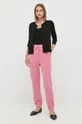 Βαμβακερό παντελόνι Weekend Max Mara ροζ