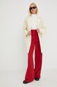 Red Valentino spodnie z domieszką wełny 1R3RBG00WBP czerwony AW22