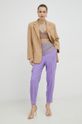 Vlněné kalhoty BOSS fialová