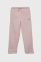 różowy Tommy Hilfiger spodnie dresowe bawełniane dziecięce Dziewczęcy