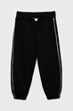 Sisley pantaloni de trening din bumbac pentru copii bumbac negru 3J68XF008.G.REPROPOSED