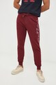 Tommy Hilfiger pantaloni de trening din bumbac MW0MW08388.9BYY burgundia AW22