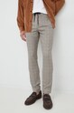 Kalhoty s příměsí vlny Pepe Jeans Castle Check chinos hnědá PM2115162.856