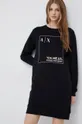 Βαμβακερό φόρεμα Armani Exchange μαύρο