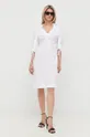 Βαμβακερό φόρεμα BOSS λευκό