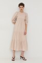Bavlněné šaty Gestuz 10906249 béžová AW22