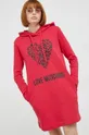 Pamučna haljina Love Moschino crvena