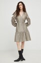 Bruuns Bazaar sukienka z domieszką lnu BBW3087 beżowy AW22