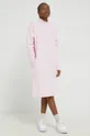 Βαμβακερό φόρεμα HUGO ροζ