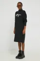 Βαμβακερό φόρεμα HUGO μαύρο