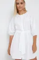 λευκό Βαμβακερό φόρεμα Sisley