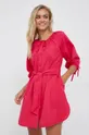 Βαμβακερό φόρεμα Sisley ροζ