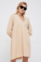 United Colors of Benetton rochie din bumbac 4FDTDV01Y.0B9 bej AW22