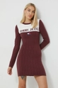 bordo Obleka Tommy Jeans Ženski