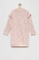Хлопковое детское платье Guess розовый