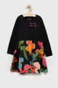 Παιδικό βαμβακερό φόρεμα Desigual μαύρο